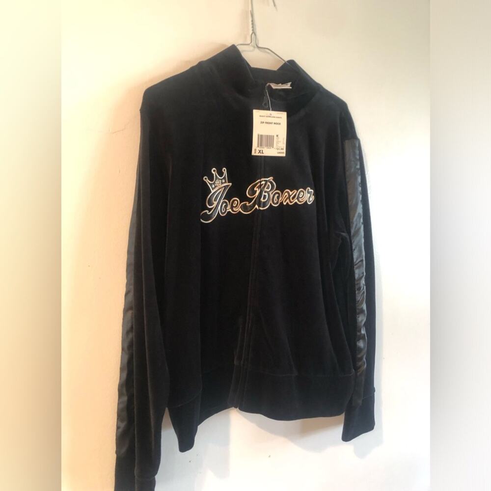 Vintage zip up sweater jacket velour.  Kmart tags Joe Boxer Brand